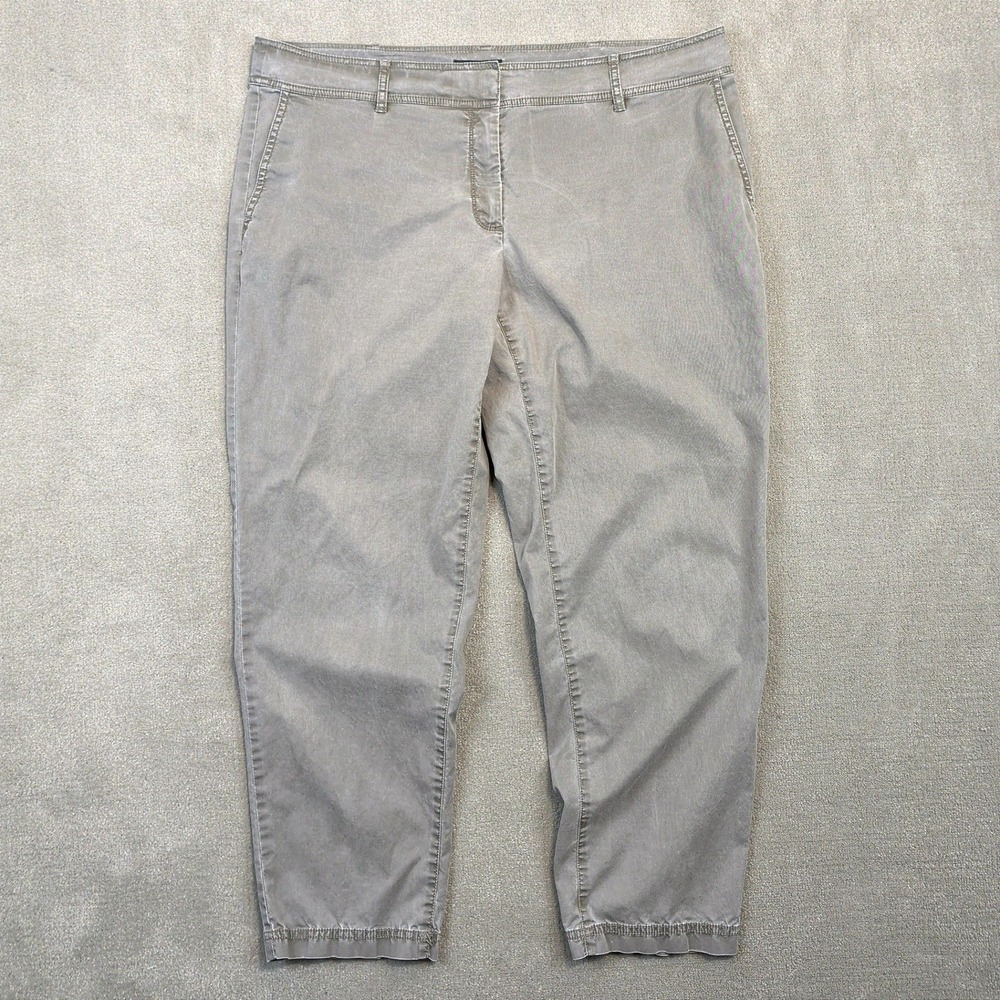 Eileen Fisher Pants Women 14 Gray Cotton Tencel Blend Slim Ankle Chino Mid Rise